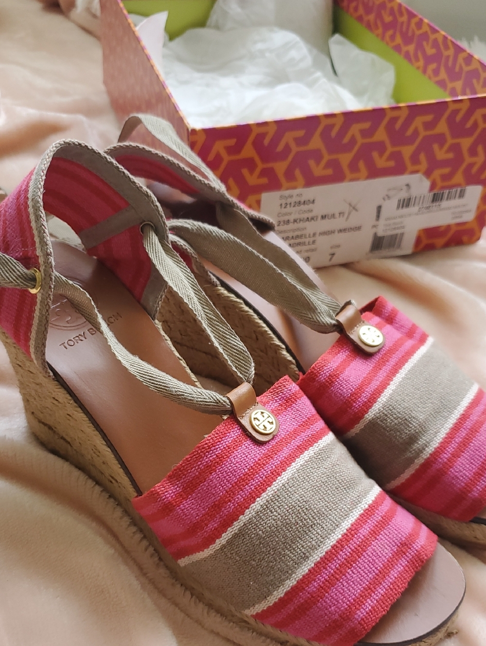 Tory Butch Multi Color Espadrilles, Size 7, Great Condition, 3" Heel